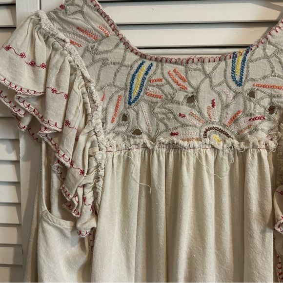 Free People cropped blouse top embroidered XS - Picture 2 of 6